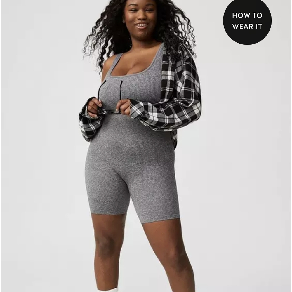 Torrid Gray Ribbed Biker Shorts Set